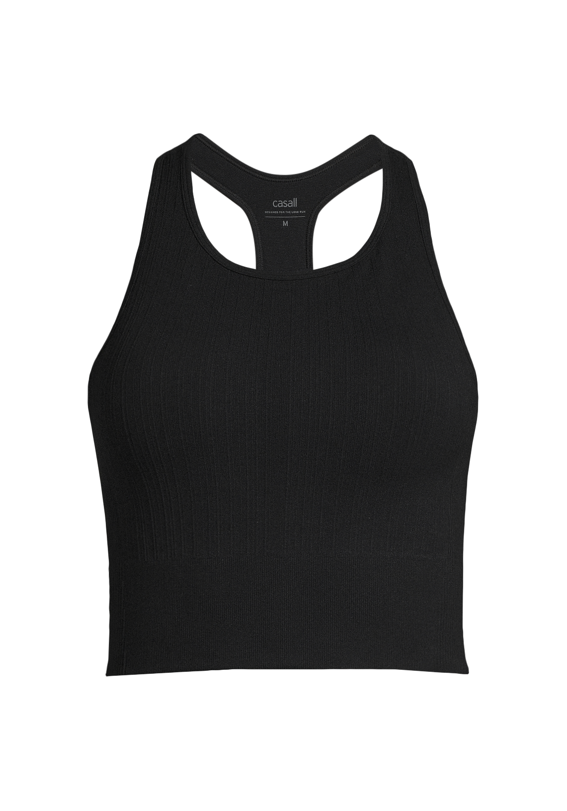 Multi Rib Seamless Padded Sports Top - Black